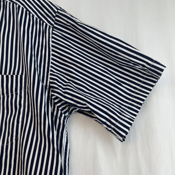 Tommy Hilfiger Short Sleeve Button Down Shirt Navy White Stripe Men L VINTAGE - Picture 10 of 15